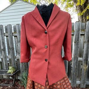 Vintage 1990’s Rust Polyester Le Suit Blazer Jacket - Size 6